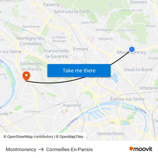 Montmorency to Cormeilles-En-Parisis map