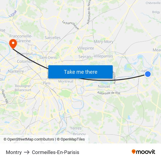 Montry to Cormeilles-En-Parisis map