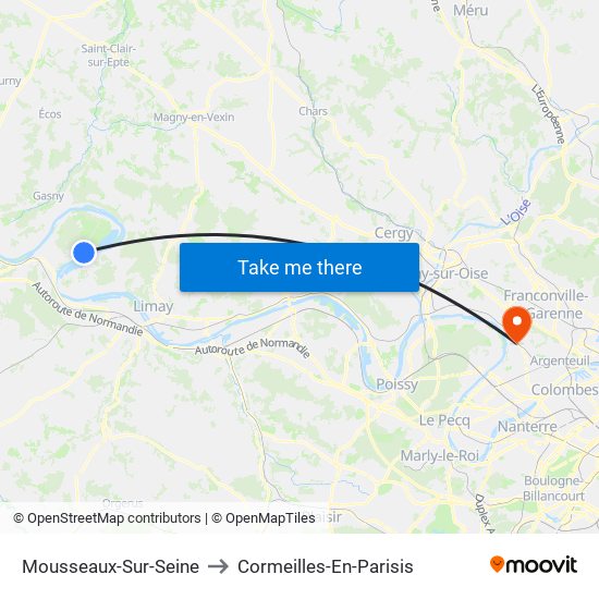 Mousseaux-Sur-Seine to Cormeilles-En-Parisis map