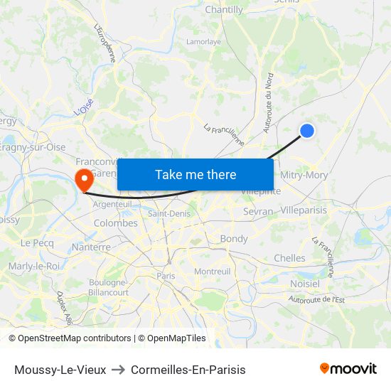 Moussy-Le-Vieux to Cormeilles-En-Parisis map