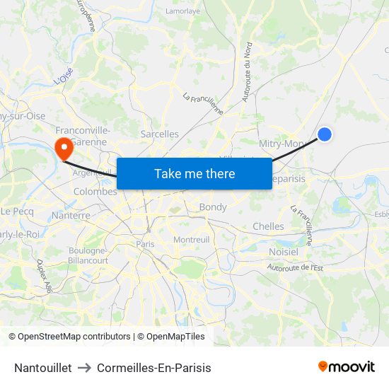 Nantouillet to Cormeilles-En-Parisis map