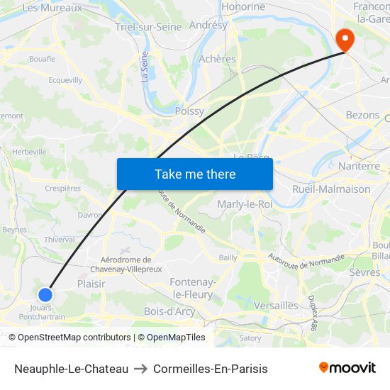 Neauphle-Le-Chateau to Cormeilles-En-Parisis map