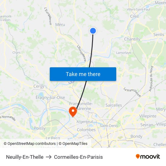 Neuilly-En-Thelle to Cormeilles-En-Parisis map