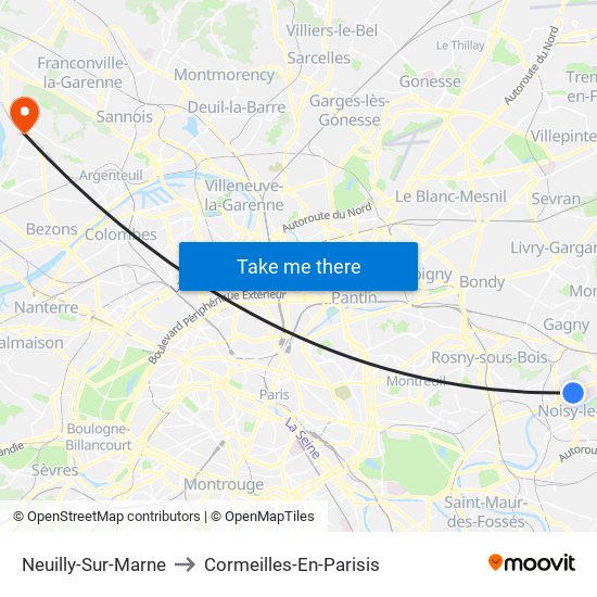 Neuilly-Sur-Marne to Cormeilles-En-Parisis map