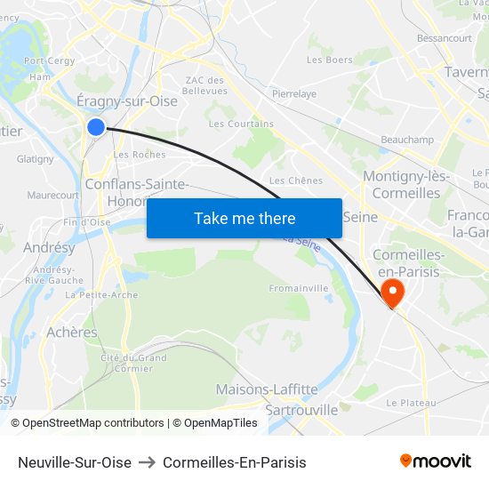 Neuville-Sur-Oise to Cormeilles-En-Parisis map