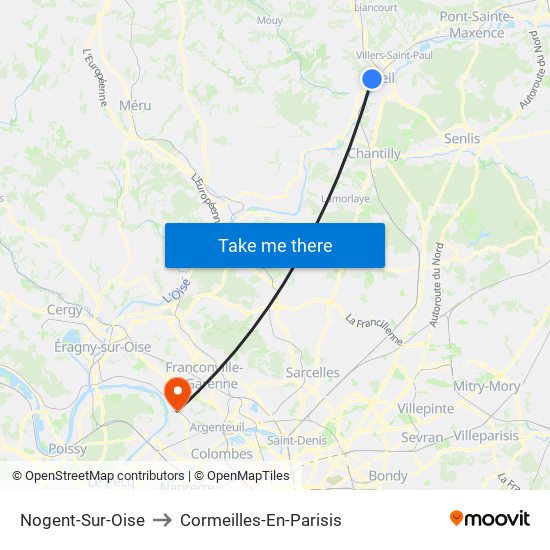 Nogent-Sur-Oise to Cormeilles-En-Parisis map