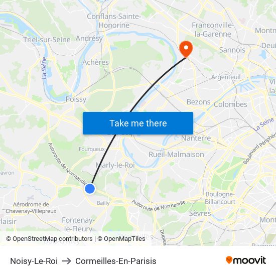 Noisy-Le-Roi to Cormeilles-En-Parisis map