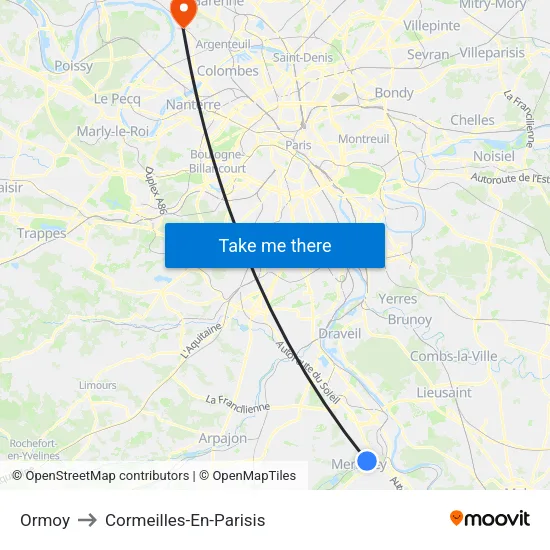 Ormoy to Cormeilles-En-Parisis map