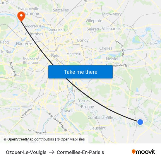 Ozouer-Le-Voulgis to Cormeilles-En-Parisis map