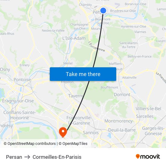 Persan to Cormeilles-En-Parisis map