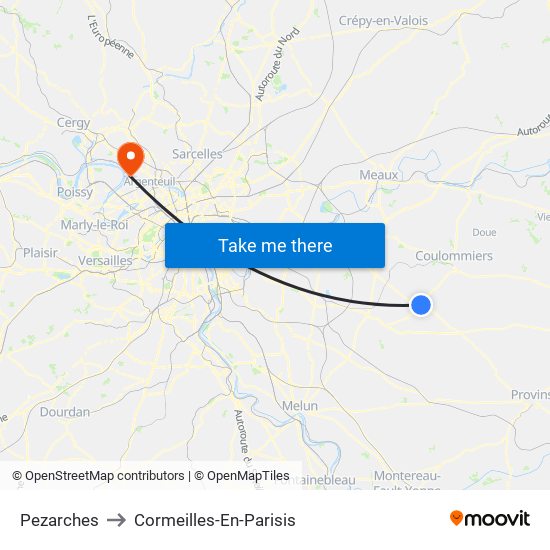 Pezarches to Cormeilles-En-Parisis map