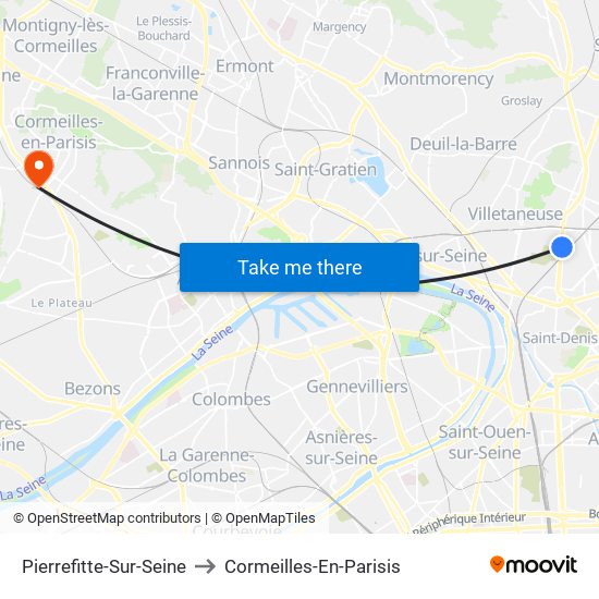 Pierrefitte-Sur-Seine to Cormeilles-En-Parisis map