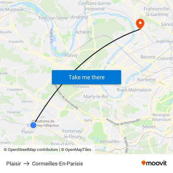 Plaisir to Cormeilles-En-Parisis map