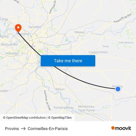 Provins to Cormeilles-En-Parisis map