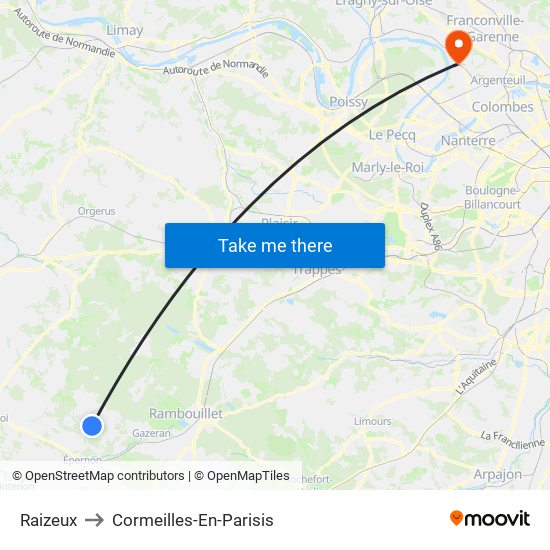 Raizeux to Cormeilles-En-Parisis map