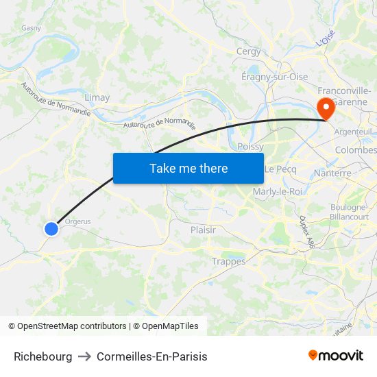 Richebourg to Cormeilles-En-Parisis map