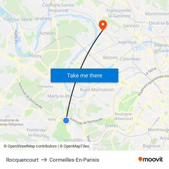 Rocquencourt to Cormeilles-En-Parisis map