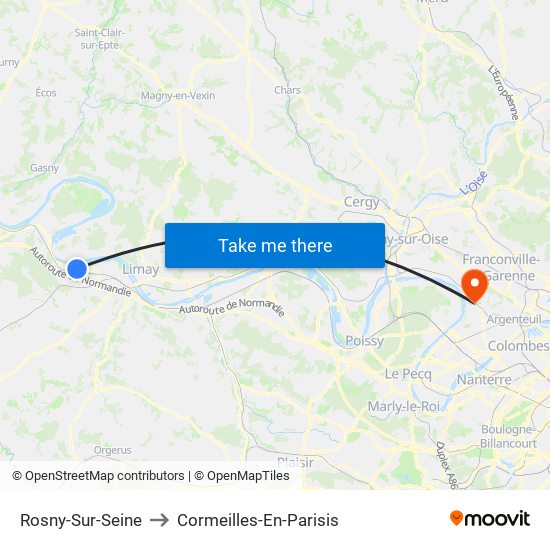 Rosny-Sur-Seine to Cormeilles-En-Parisis map