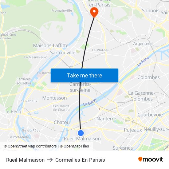 Rueil-Malmaison to Cormeilles-En-Parisis map