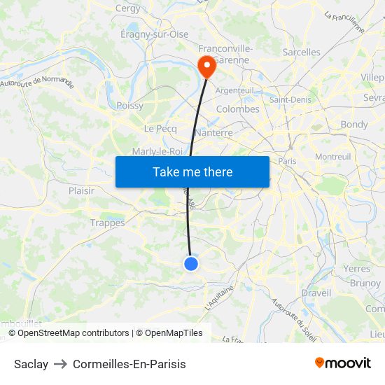 Saclay to Cormeilles-En-Parisis map