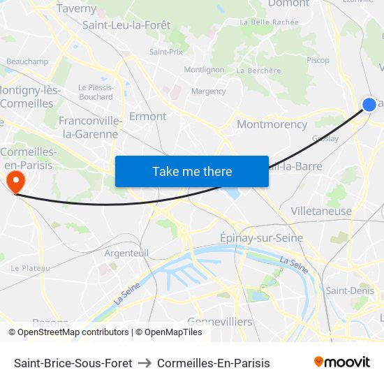 Saint-Brice-Sous-Foret to Cormeilles-En-Parisis map