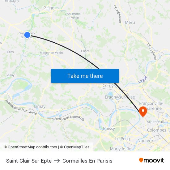 Saint-Clair-Sur-Epte to Cormeilles-En-Parisis map