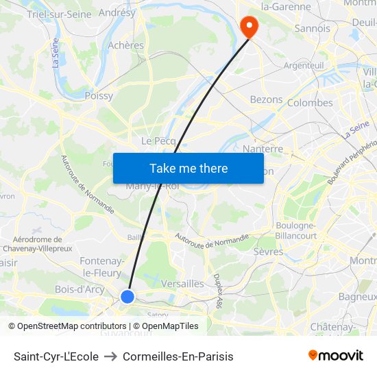 Saint-Cyr-L'Ecole to Cormeilles-En-Parisis map