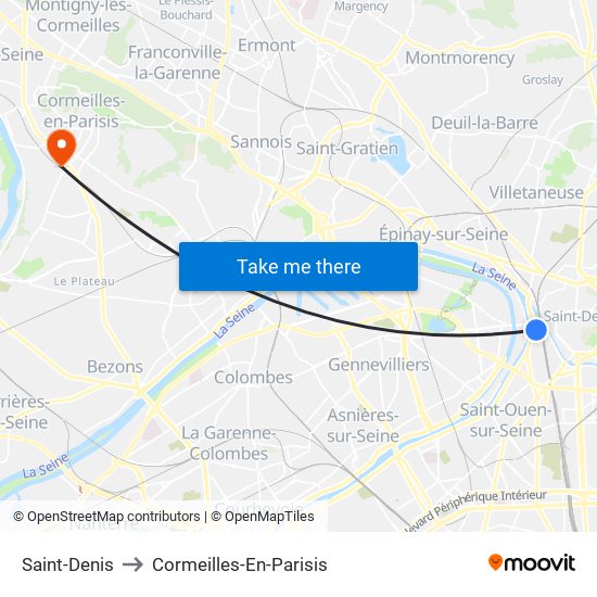 Saint-Denis to Cormeilles-En-Parisis map