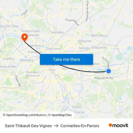 Saint-Thibault-Des-Vignes to Cormeilles-En-Parisis map