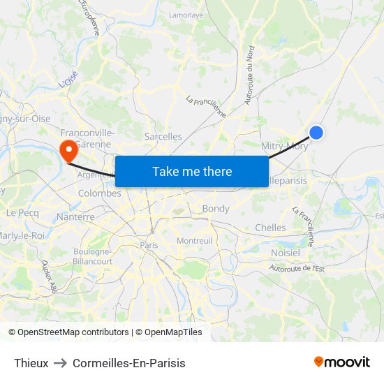 Thieux to Cormeilles-En-Parisis map