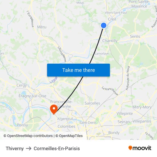 Thiverny to Cormeilles-En-Parisis map