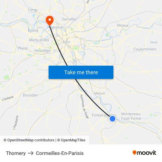 Thomery to Cormeilles-En-Parisis map