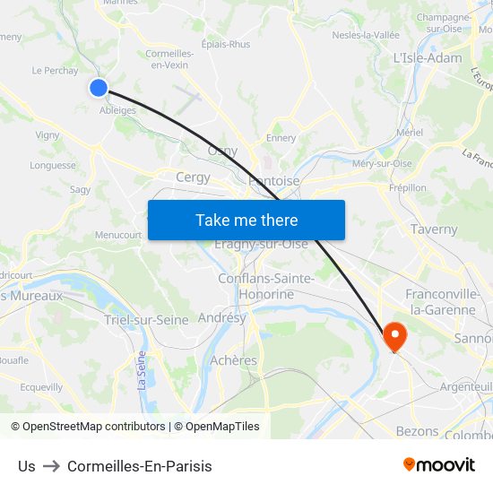 Us to Cormeilles-En-Parisis map