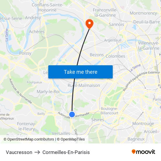 Vaucresson to Cormeilles-En-Parisis map