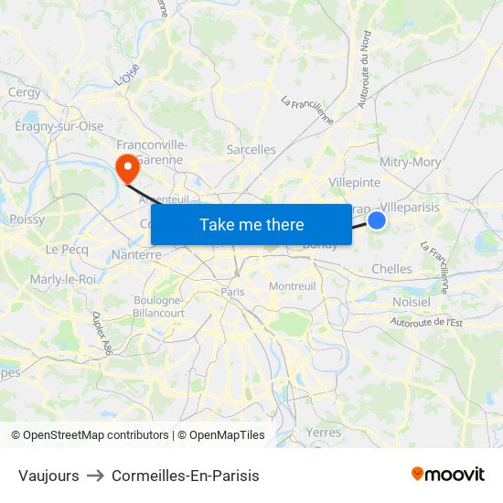 Vaujours to Cormeilles-En-Parisis map