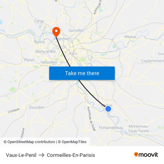 Vaux-Le-Penil to Cormeilles-En-Parisis map
