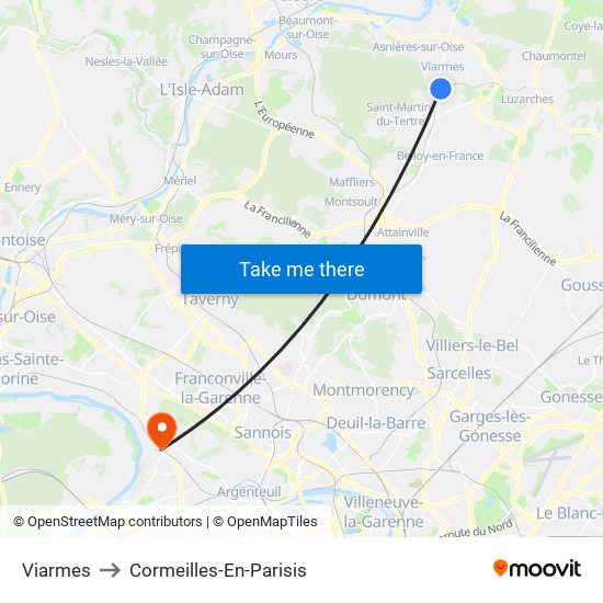 Viarmes to Cormeilles-En-Parisis map