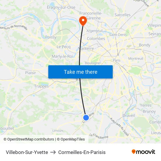 Villebon-Sur-Yvette to Cormeilles-En-Parisis map