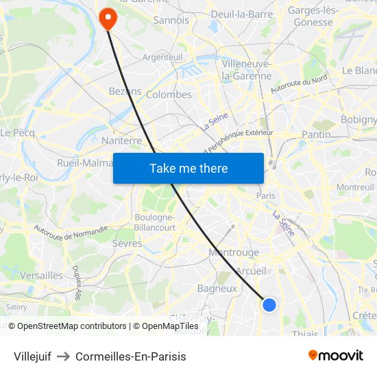 Villejuif to Cormeilles-En-Parisis map