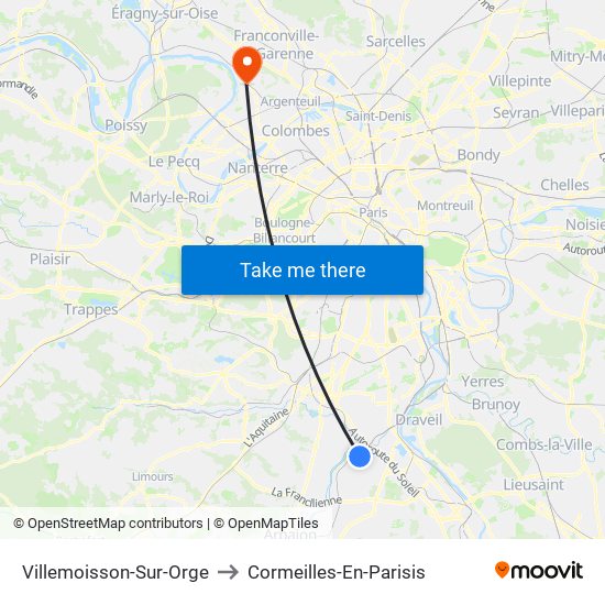 Villemoisson-Sur-Orge to Cormeilles-En-Parisis map