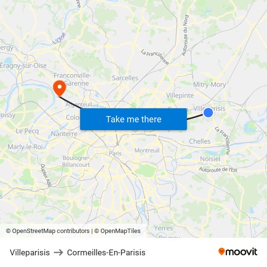 Villeparisis to Cormeilles-En-Parisis map