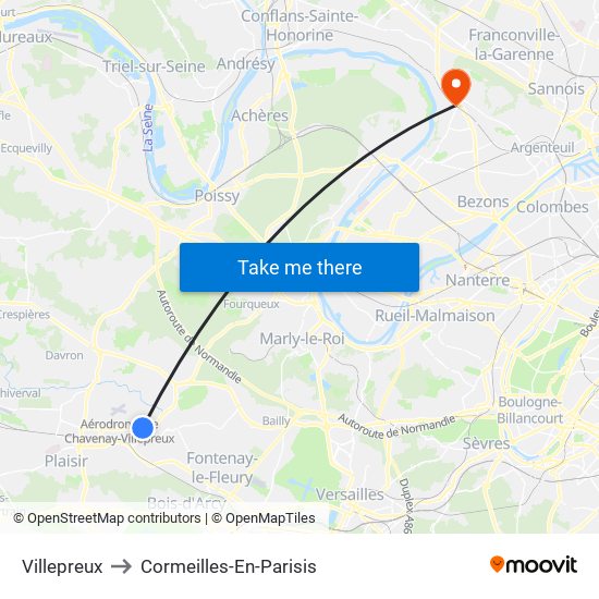 Villepreux to Cormeilles-En-Parisis map