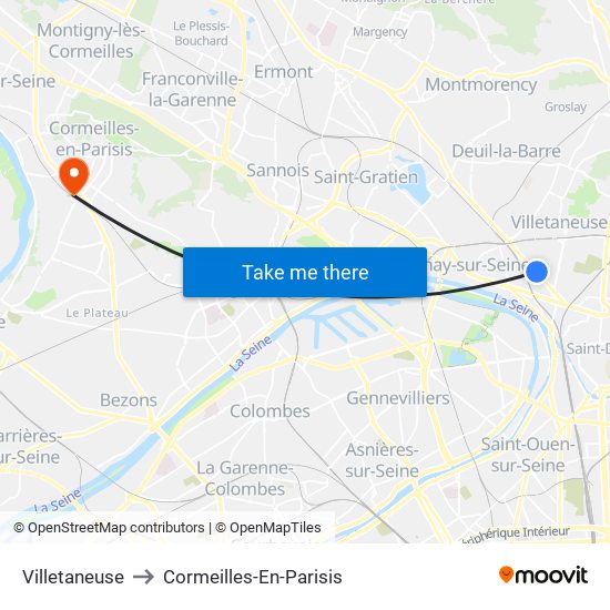Villetaneuse to Cormeilles-En-Parisis map