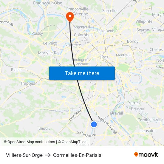 Villiers-Sur-Orge to Cormeilles-En-Parisis map