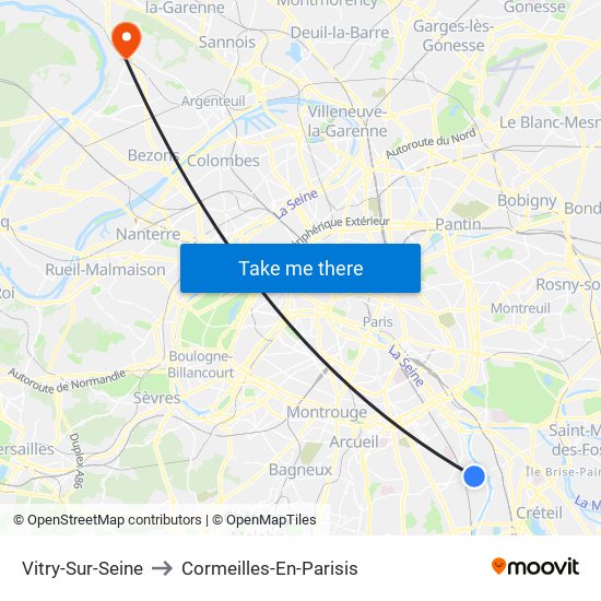 Vitry-Sur-Seine to Cormeilles-En-Parisis map