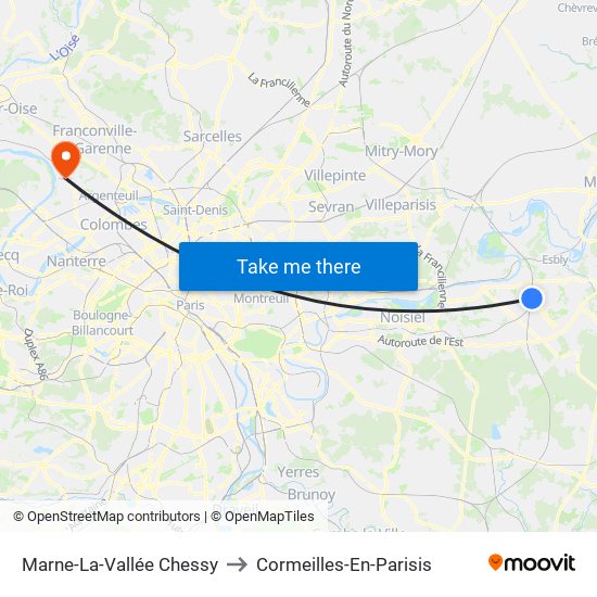 Marne-La-Vallée Chessy to Cormeilles-En-Parisis map