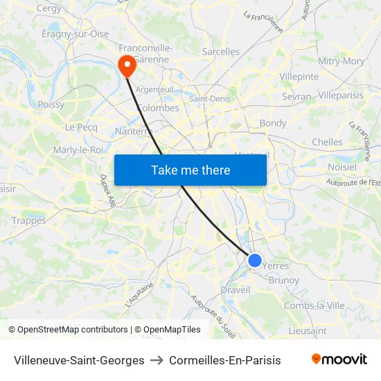 Villeneuve-Saint-Georges to Cormeilles-En-Parisis map