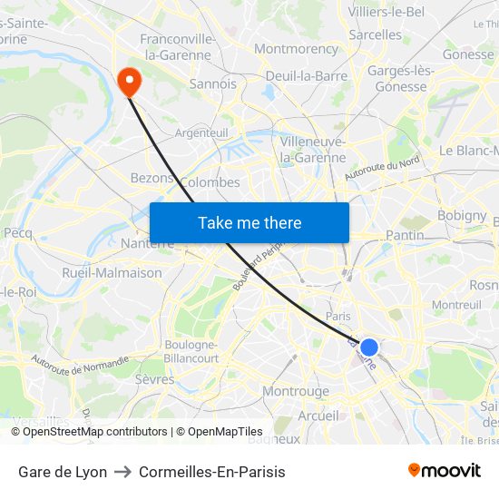 Gare de Lyon to Cormeilles-En-Parisis map