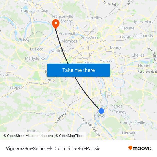 Vigneux-Sur-Seine to Cormeilles-En-Parisis map