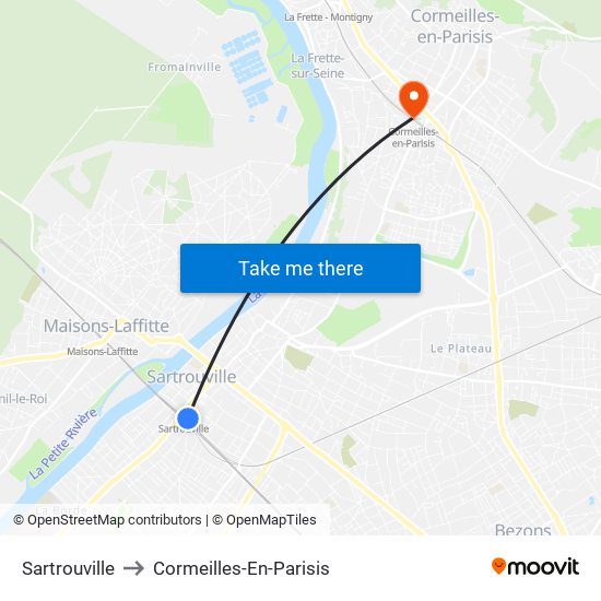 Sartrouville to Cormeilles-En-Parisis map